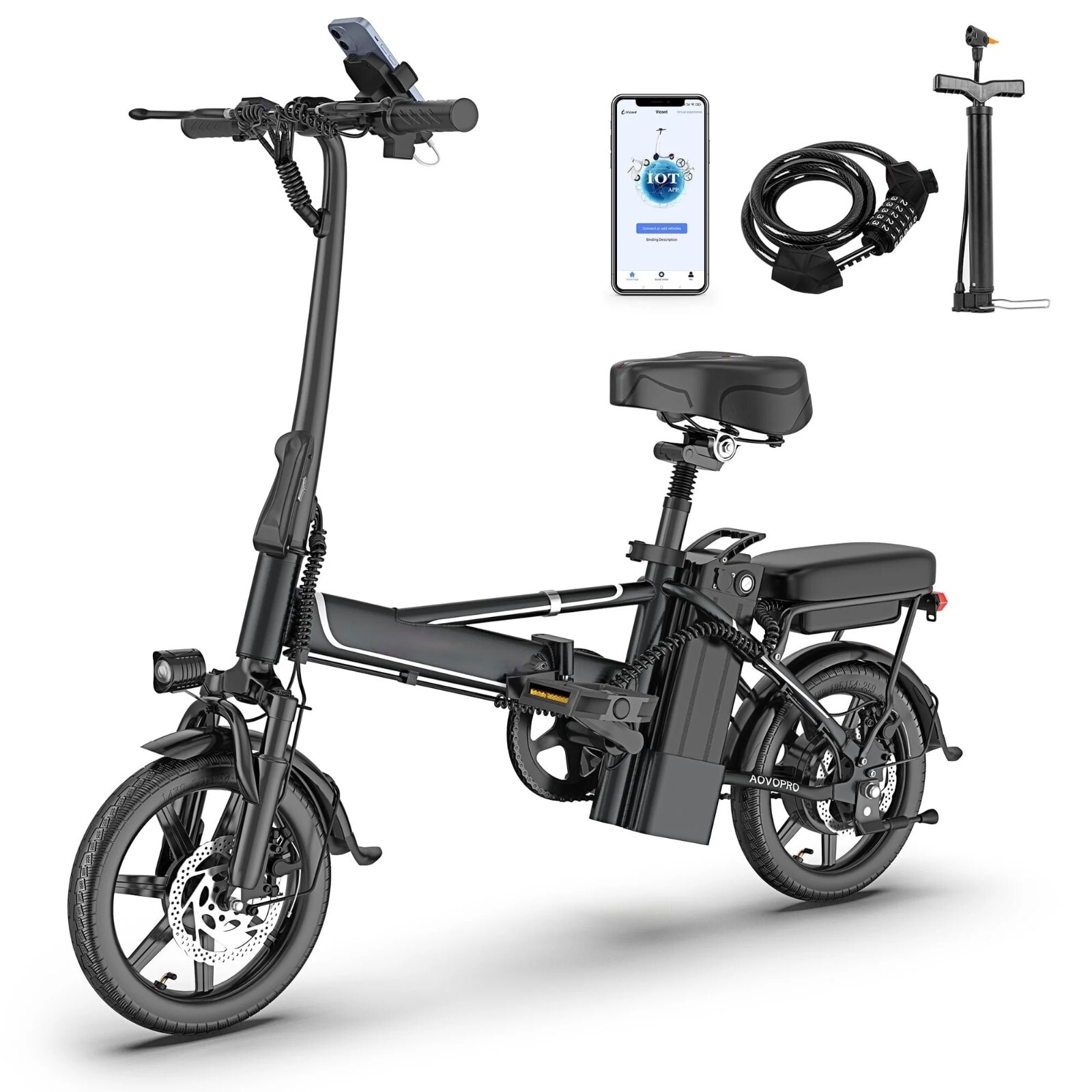 Ladped 14″ Folding Electric Bicycles 22 MPH with Peak 750W ebike 48V 499.2WH