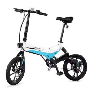 Swagtron EB7 - 16" Folding Electronic Bike - White & Blue
