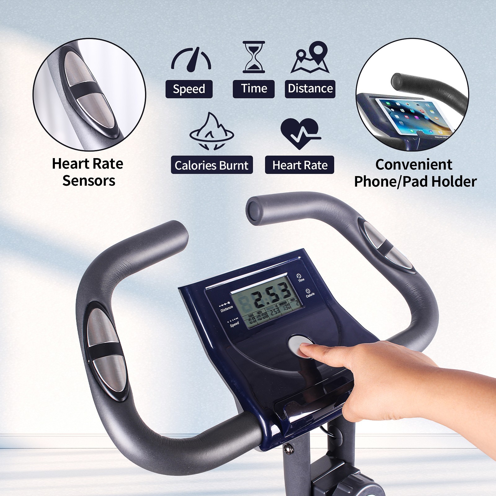 leikefitness X Bike Magnetic Upright Bicycle with Heart Rate & LCD Monitor - Image 6