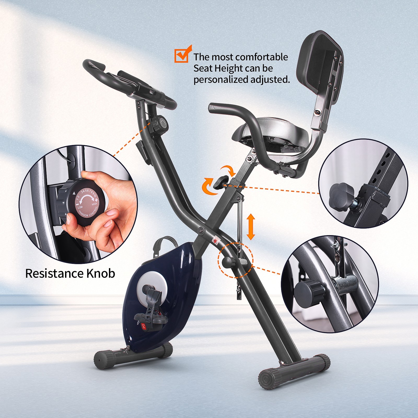 leikefitness X Bike Magnetic Upright Bicycle with Heart Rate & LCD Monitor - Image 3